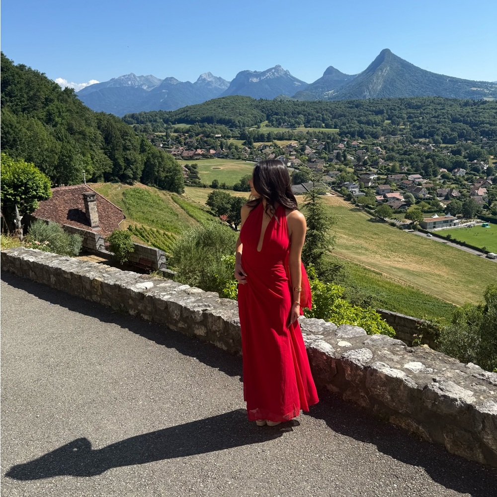 Elegant Red Halter Dress